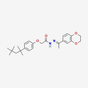 molecular formula C26H34N2O4 B11557962 N'-[(1E)-1-(2,3-dihydro-1,4-benzodioxin-6-yl)ethylidene]-2-[4-(2,4,4-trimethylpentan-2-yl)phenoxy]acetohydrazide 