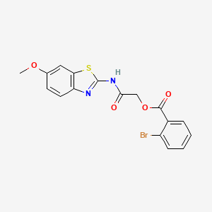 molecular formula C17H13BrN2O4S B11557998 2-Bromo-benzoic acid (6-methoxy-benzothiazol-2-ylcarbamoyl)-methyl ester 