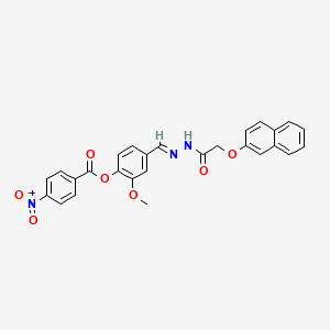 2-methoxy-4-[(E)-{2-[(naphthalen-2-yloxy)acetyl]hydrazinylidene}methyl]phenyl 4-nitrobenzoate