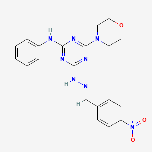 molecular formula C22H24N8O3 B11558031 N-(2,5-dimethylphenyl)-4-(morpholin-4-yl)-6-[(2E)-2-(4-nitrobenzylidene)hydrazinyl]-1,3,5-triazin-2-amine 