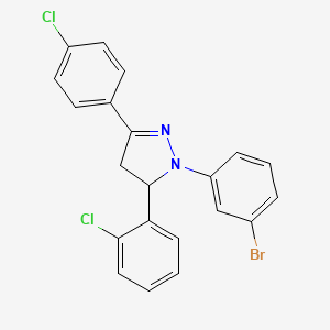 1-(3-bromophenyl)-5-(2-chlorophenyl)-3-(4-chlorophenyl)-4,5-dihydro-1H-pyrazole