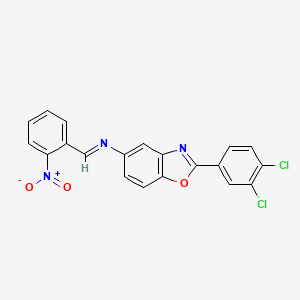 molecular formula C20H11Cl2N3O3 B11558176 2-(3,4-dichlorophenyl)-N-[(E)-(2-nitrophenyl)methylidene]-1,3-benzoxazol-5-amine 