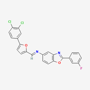 molecular formula C24H13Cl2FN2O2 B11558186 N-{(E)-[5-(3,4-dichlorophenyl)furan-2-yl]methylidene}-2-(3-fluorophenyl)-1,3-benzoxazol-5-amine 