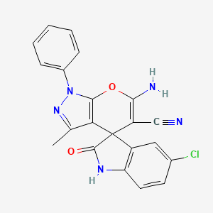 6'-amino-5-chloro-3'-methyl-2-oxo-1'-phenyl-1,2-dihydro-1'H-spiro[indole-3,4'-pyrano[2,3-c]pyrazole]-5'-carbonitrile