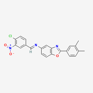 molecular formula C22H16ClN3O3 B11558218 N-[(E)-(4-chloro-3-nitrophenyl)methylidene]-2-(3,4-dimethylphenyl)-1,3-benzoxazol-5-amine 