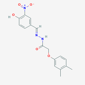 molecular formula C17H17N3O5 B11558236 2-(3,4-dimethylphenoxy)-N'-[(E)-(4-hydroxy-3-nitrophenyl)methylidene]acetohydrazide 