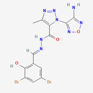 1-(4-amino-1,2,5-oxadiazol-3-yl)-N'-[(E)-(3,5-dibromo-2-hydroxyphenyl)methylidene]-4-methyl-1H-1,2,3-triazole-5-carbohydrazide