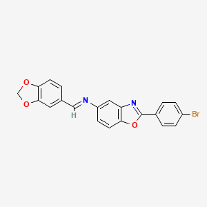 N-[(E)-1,3-benzodioxol-5-ylmethylidene]-2-(4-bromophenyl)-1,3-benzoxazol-5-amine