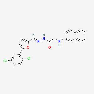 molecular formula C23H17Cl2N3O2 B11558283 N'-[(E)-[5-(2,5-Dichlorophenyl)furan-2-YL]methylidene]-2-[(naphthalen-2-YL)amino]acetohydrazide 