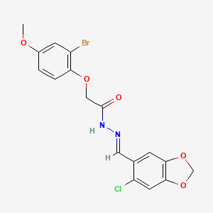 2-(2-bromo-4-methoxyphenoxy)-N'-[(E)-(6-chloro-1,3-benzodioxol-5-yl)methylidene]acetohydrazide