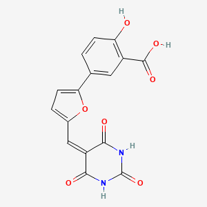 2-Hydroxy-5-{5-[(2,4,6-trioxo-1,3-diazinan-5-ylidene)methyl]furan-2-YL}benzoic acid