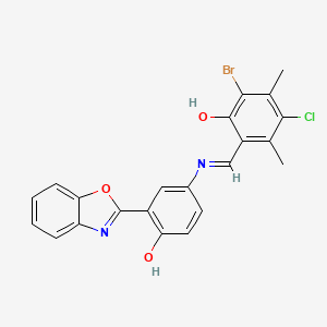 2-[(E)-{[3-(1,3-benzoxazol-2-yl)-4-hydroxyphenyl]imino}methyl]-6-bromo-4-chloro-3,5-dimethylphenol