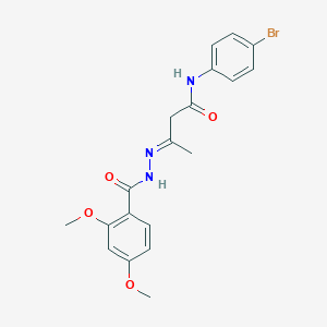 molecular formula C19H20BrN3O4 B11558330 (3E)-N-(4-bromophenyl)-3-{2-[(2,4-dimethoxyphenyl)carbonyl]hydrazinylidene}butanamide 