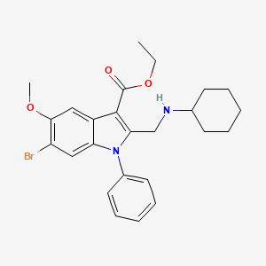 molecular formula C25H29BrN2O3 B11558334 ethyl 6-bromo-2-[(cyclohexylamino)methyl]-5-methoxy-1-phenyl-1H-indole-3-carboxylate 