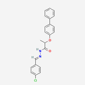 molecular formula C22H19ClN2O2 B11558344 2-(biphenyl-4-yloxy)-N'-[(E)-(4-chlorophenyl)methylidene]propanehydrazide 