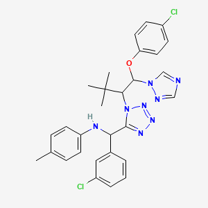 N-[{1-[1-(4-chlorophenoxy)-3,3-dimethyl-1-(1H-1,2,4-triazol-1-yl)butan-2-yl]-1H-tetrazol-5-yl}(3-chlorophenyl)methyl]-4-methylaniline