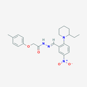 molecular formula C23H28N4O4 B11558364 N'-[(E)-[2-(2-Ethylpiperidin-1-YL)-5-nitrophenyl]methylidene]-2-(4-methylphenoxy)acetohydrazide 