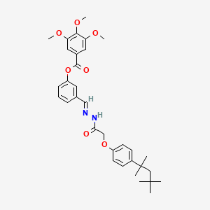 molecular formula C33H40N2O7 B11558367 3-[(E)-(2-{[4-(2,4,4-trimethylpentan-2-yl)phenoxy]acetyl}hydrazinylidene)methyl]phenyl 3,4,5-trimethoxybenzoate 