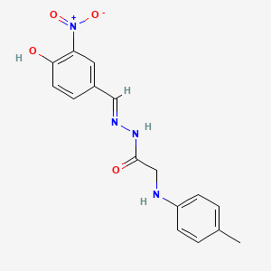 molecular formula C16H16N4O4 B11558369 N'-[(E)-(4-Hydroxy-3-nitrophenyl)methylidene]-2-[(4-methylphenyl)amino]acetohydrazide 