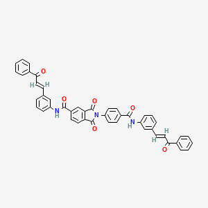 molecular formula C46H31N3O6 B11558394 1,3-dioxo-N-{3-[(1E)-3-oxo-3-phenylprop-1-en-1-yl]phenyl}-2-[4-({3-[(1E)-3-oxo-3-phenylprop-1-en-1-yl]phenyl}carbamoyl)phenyl]-2,3-dihydro-1H-isoindole-5-carboxamide 