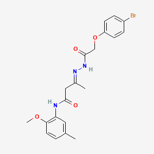 molecular formula C20H22BrN3O4 B11558400 (3E)-3-{2-[(4-bromophenoxy)acetyl]hydrazinylidene}-N-(2-methoxy-5-methylphenyl)butanamide 