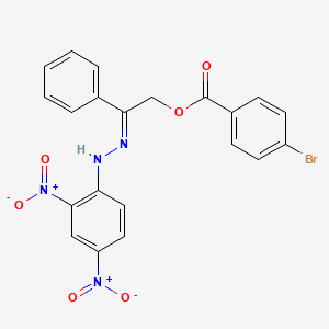 molecular formula C21H15BrN4O6 B11558403 (2E)-2-[2-(2,4-dinitrophenyl)hydrazinylidene]-2-phenylethyl 4-bromobenzoate 