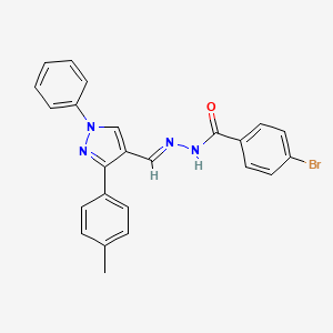 molecular formula C24H19BrN4O B11558404 4-Bromo-N'-[(E)-[3-(4-methylphenyl)-1-phenyl-1H-pyrazol-4-YL]methylidene]benzohydrazide 