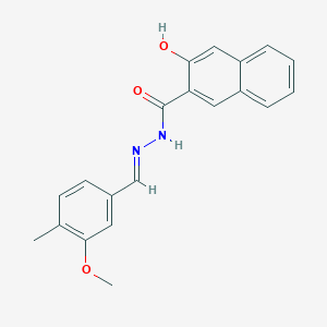 molecular formula C20H18N2O3 B11558418 3-hydroxy-N'-[(E)-(3-methoxy-4-methylphenyl)methylidene]naphthalene-2-carbohydrazide 