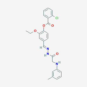 molecular formula C25H24ClN3O4 B11558442 2-Ethoxy-4-[(E)-({2-[(3-methylphenyl)amino]acetamido}imino)methyl]phenyl 2-chlorobenzoate 