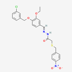 N'-[(E)-{4-[(3-chlorobenzyl)oxy]-3-ethoxyphenyl}methylidene]-2-[(4-nitrobenzyl)sulfanyl]acetohydrazide