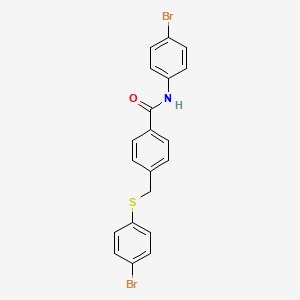 molecular formula C20H15Br2NOS B11558471 N-(4-bromophenyl)-4-{[(4-bromophenyl)sulfanyl]methyl}benzamide 