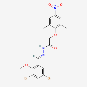 molecular formula C18H17Br2N3O5 B11558478 N'-[(E)-(3,5-dibromo-2-methoxyphenyl)methylidene]-2-(2,6-dimethyl-4-nitrophenoxy)acetohydrazide 