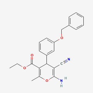 molecular formula C23H22N2O4 B11558495 ethyl 6-amino-4-[3-(benzyloxy)phenyl]-5-cyano-2-methyl-4H-pyran-3-carboxylate 