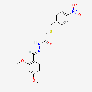 molecular formula C18H19N3O5S B11558522 N'-[(E)-(2,4-dimethoxyphenyl)methylidene]-2-[(4-nitrobenzyl)sulfanyl]acetohydrazide 