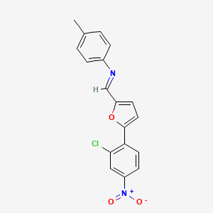 molecular formula C18H13ClN2O3 B11558538 N-{(E)-[5-(2-chloro-4-nitrophenyl)furan-2-yl]methylidene}-4-methylaniline 