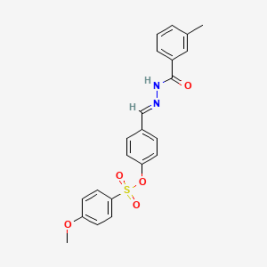 molecular formula C22H20N2O5S B11558542 4-[(E)-{2-[(3-methylphenyl)carbonyl]hydrazinylidene}methyl]phenyl 4-methoxybenzenesulfonate 