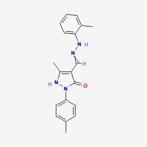 (4Z)-5-methyl-2-(4-methylphenyl)-4-{[2-(2-methylphenyl)hydrazinyl]methylidene}-2,4-dihydro-3H-pyrazol-3-one