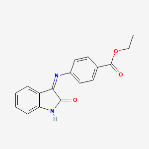 molecular formula C17H14N2O3 B11558557 Ethyl 4-[(2-oxoindolin-3-ylidene)amino]benzoate 