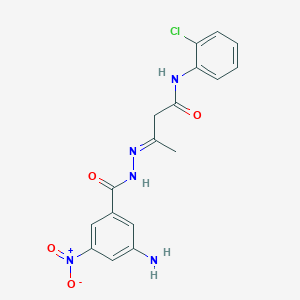 (3E)-3-{2-[(3-amino-5-nitrophenyl)carbonyl]hydrazinylidene}-N-(2-chlorophenyl)butanamide