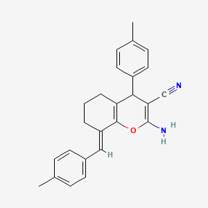 (8E)-2-amino-4-(4-methylphenyl)-8-[(4-methylphenyl)methylidene]-5,6,7,8-tetrahydro-4H-chromene-3-carbonitrile