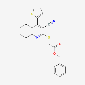 molecular formula C23H20N2O2S2 B11558664 Benzyl {[3-cyano-4-(thiophen-2-yl)-5,6,7,8-tetrahydroquinolin-2-yl]sulfanyl}acetate 