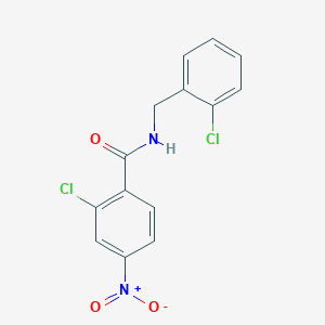 molecular formula C14H10Cl2N2O3 B11558667 2-chloro-N-[(2-chlorophenyl)methyl]-4-nitrobenzamide 