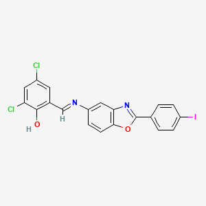 2,4-dichloro-6-[(E)-{[2-(4-iodophenyl)-1,3-benzoxazol-5-yl]imino}methyl]phenol