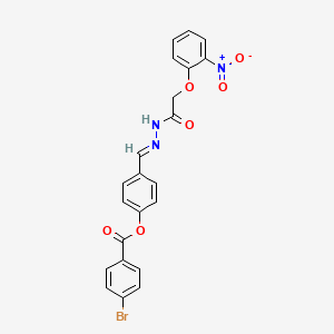 molecular formula C22H16BrN3O6 B11558677 4-[(E)-{2-[(2-nitrophenoxy)acetyl]hydrazinylidene}methyl]phenyl 4-bromobenzoate 