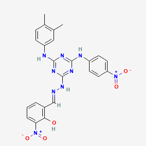 2-[(E)-(2-{4-[(3,4-dimethylphenyl)amino]-6-[(4-nitrophenyl)amino]-1,3,5-triazin-2-yl}hydrazinylidene)methyl]-6-nitrophenol