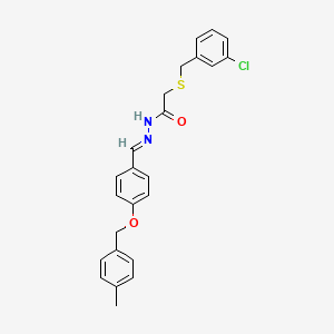 molecular formula C24H23ClN2O2S B11558751 2-[(3-chlorobenzyl)sulfanyl]-N'-[(E)-{4-[(4-methylbenzyl)oxy]phenyl}methylidene]acetohydrazide 