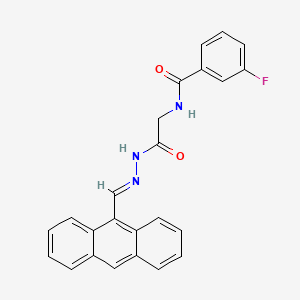 molecular formula C24H18FN3O2 B11558766 N-({N'-[(E)-(Anthracen-9-YL)methylidene]hydrazinecarbonyl}methyl)-3-fluorobenzamide 