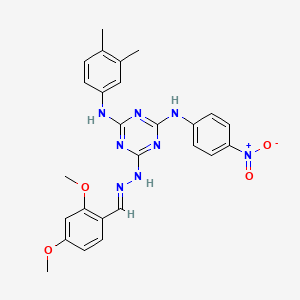 6-[(2E)-2-(2,4-dimethoxybenzylidene)hydrazinyl]-N-(3,4-dimethylphenyl)-N'-(4-nitrophenyl)-1,3,5-triazine-2,4-diamine