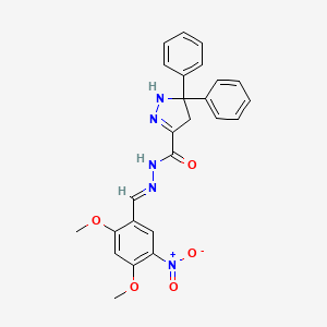 N'-[(E)-(2,4-dimethoxy-5-nitrophenyl)methylidene]-5,5-diphenyl-4,5-dihydro-1H-pyrazole-3-carbohydrazide