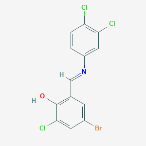 molecular formula C13H7BrCl3NO B11558819 4-Bromo-2-chloro-6-[(E)-[(3,4-dichlorophenyl)imino]methyl]phenol 